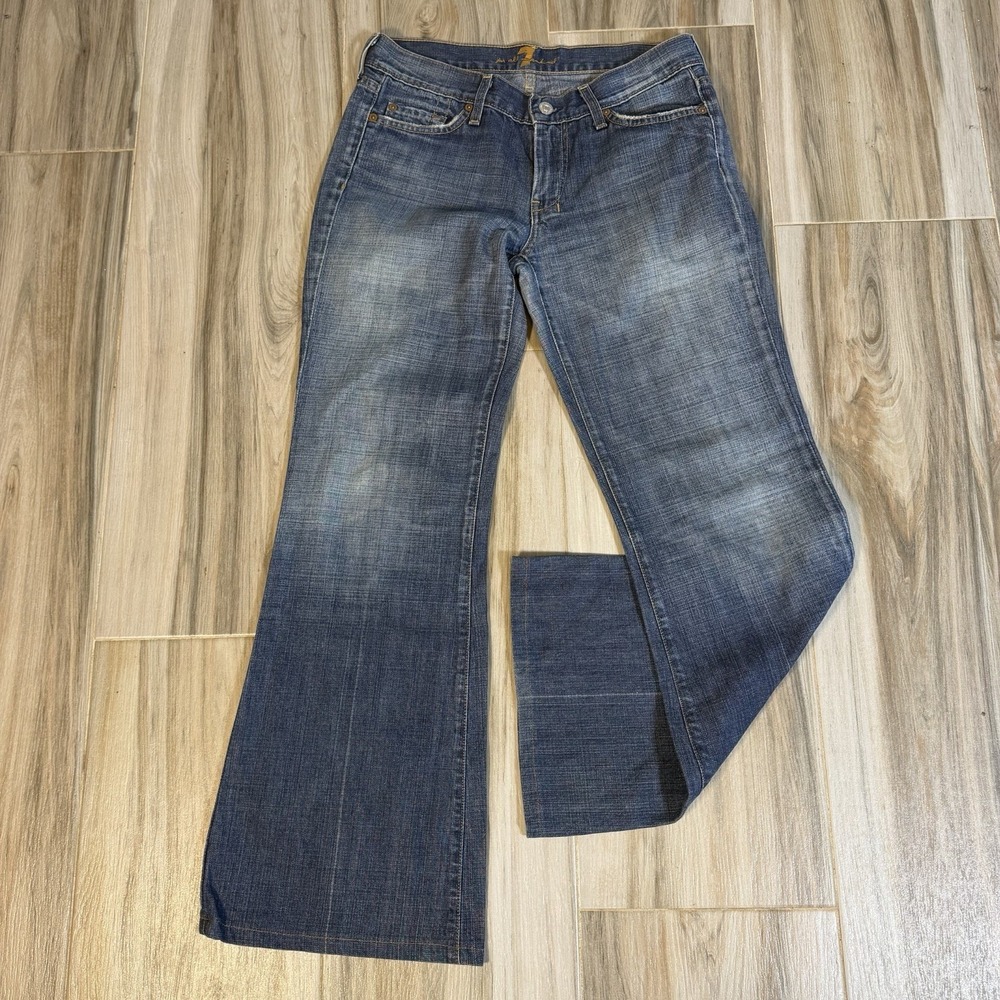Y2K 7 For All Mankind Dojo Jeans Size 29 Flared 29" Inseam Stretch Boho Lowrise
